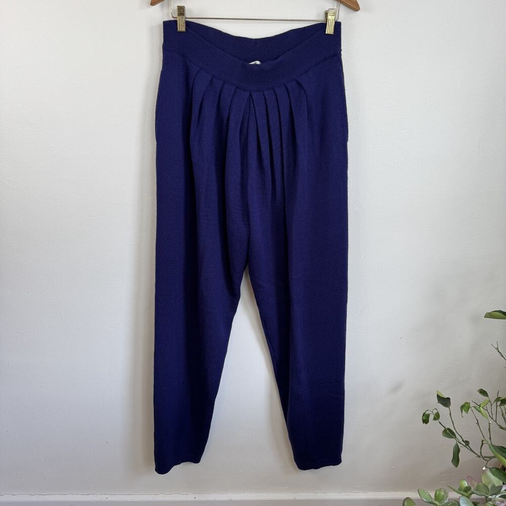 Kansai Yamamoto KBS Royal Blue Wool Sweater Pants Large Pleat Tapered Vtg 90s
